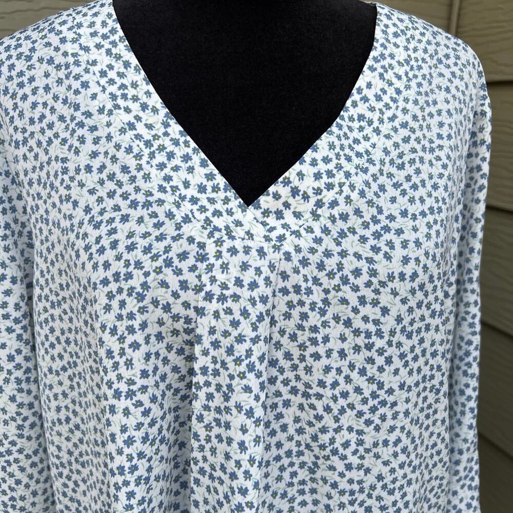 Youtalia, V-Neck Long Sleeve Floral Blouse, women's size L
